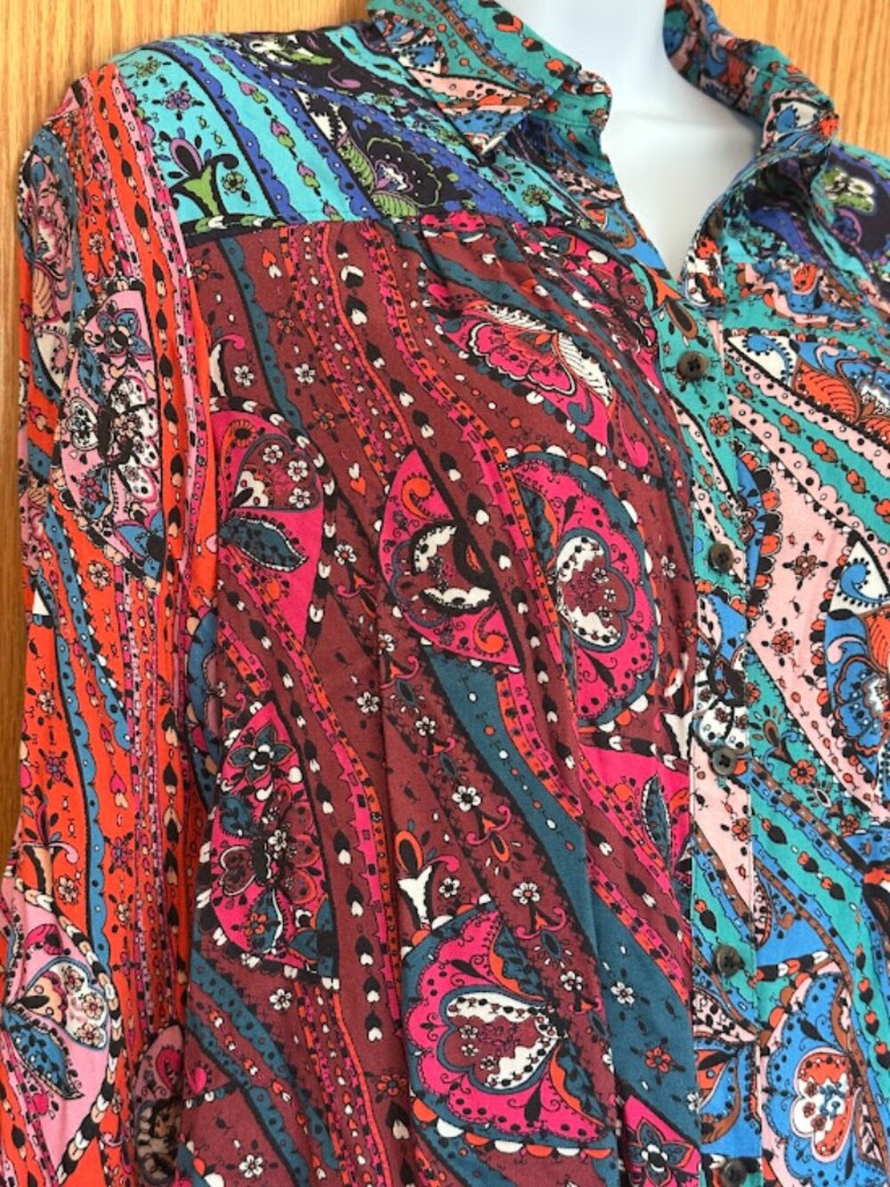 Maeve Alida Contrast Button-Down Shirt. Size XS - Picture 2 of 8